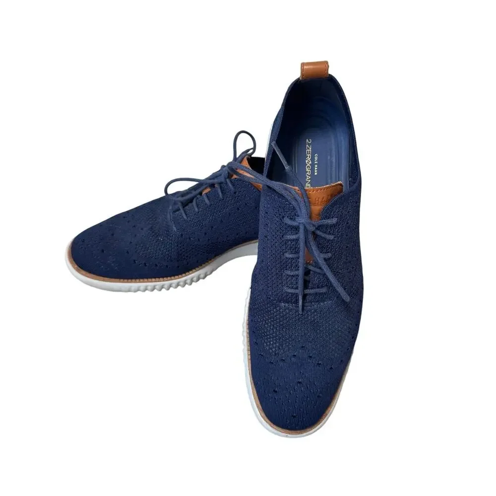 COLE HAAN 2.Zerogrand Laser Wingtip Oxfords, cloth Blue wingtip, sz. 11.5, shoes